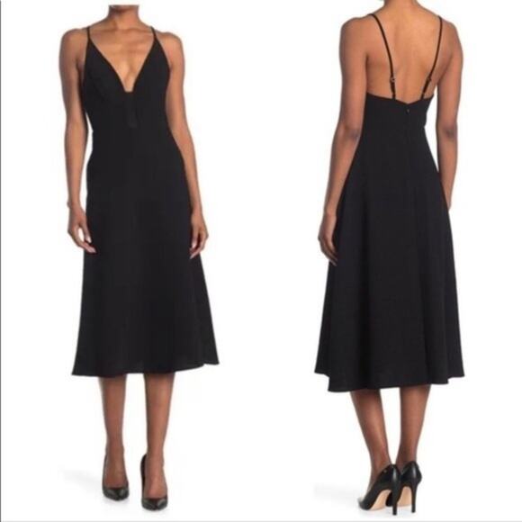 Allen Schwartz Roksana Plunging Neck Midi Dress 0 NWT - Picture 1 of 12